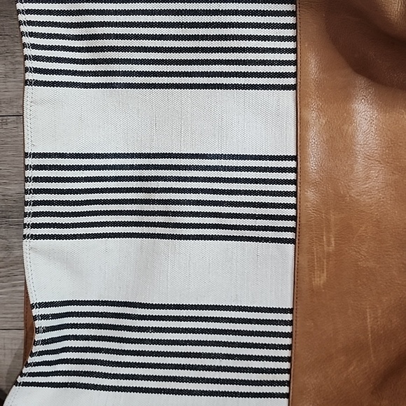 Fossil Maya hobo canvass cow hide leater trim bag - Picture 5 of 9